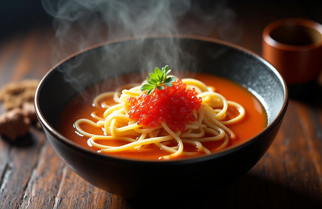 薬膳ラーメンのシズル感溢れる背景